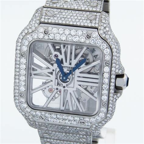 cartier skeleton iced out price|cartier santos skeleton retail price.